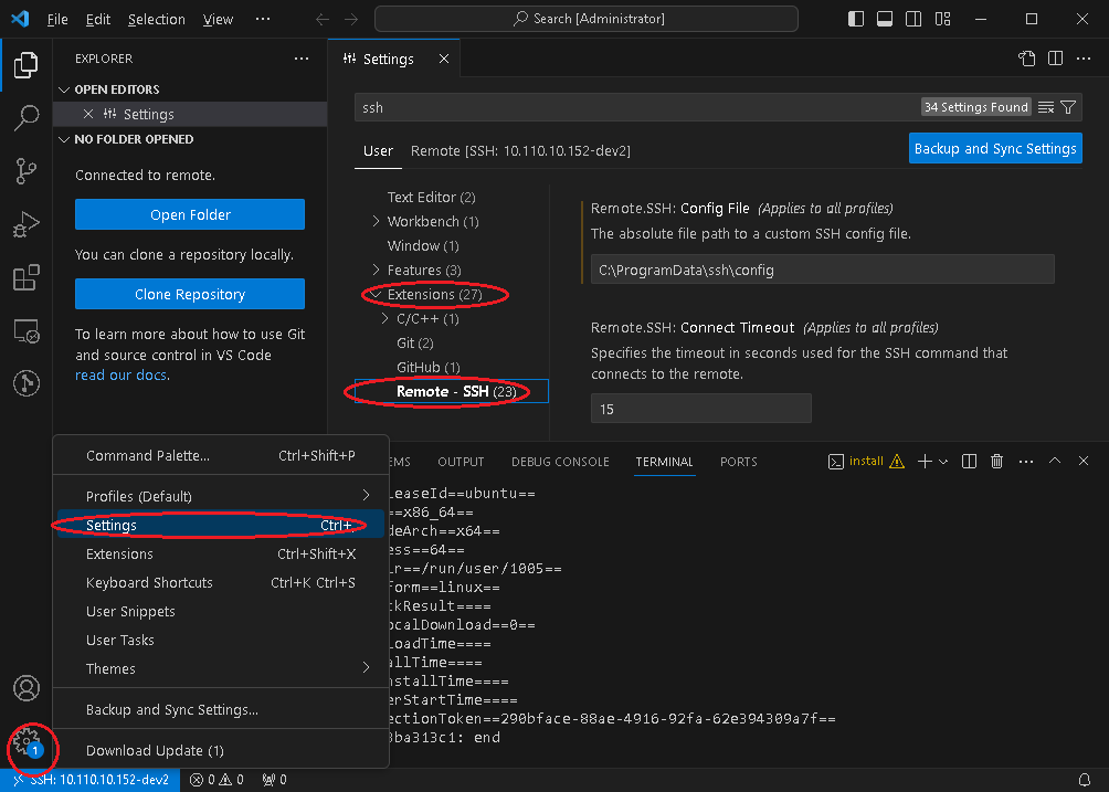 Visual Studio Code 中 SSH 配置项