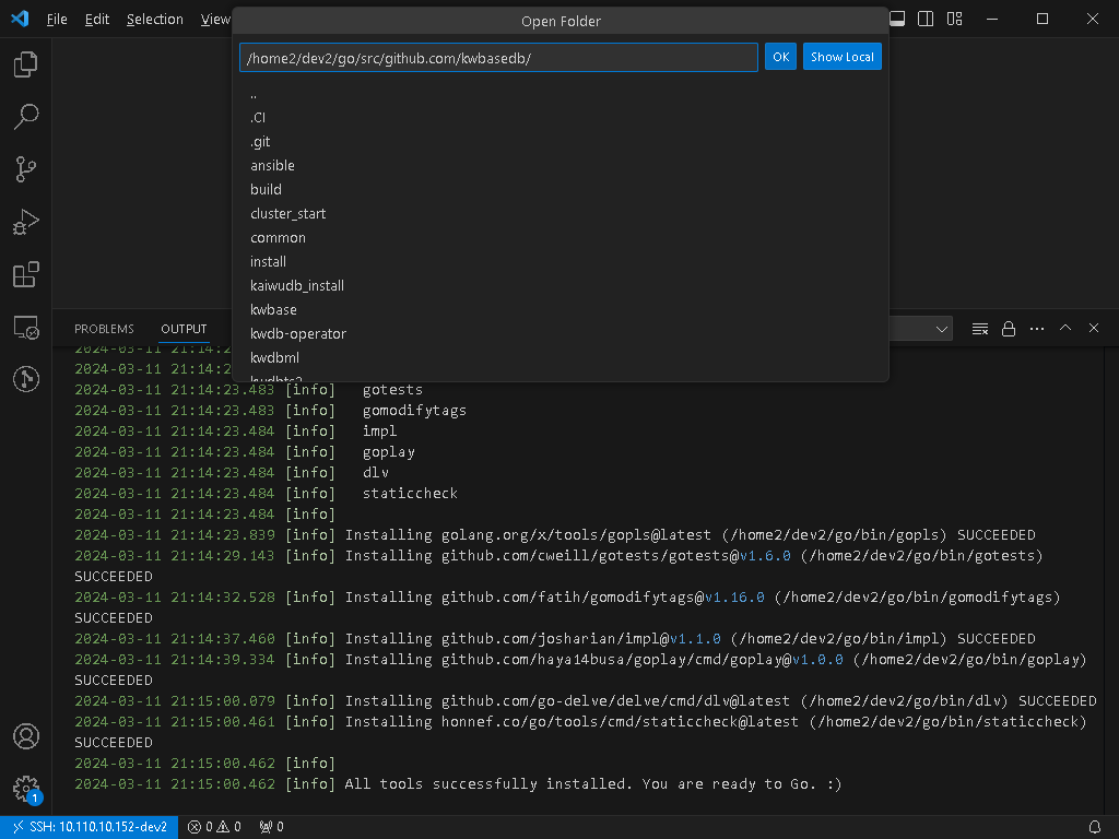 Opening Code Project Interface